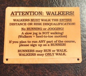 Walking rules were in the packets of all of the walkers at the Parkersburg Half Marathon.