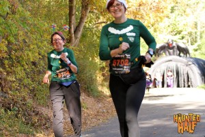 Race walking the half marathon in the Haunted Half marathon in Provo, UT.