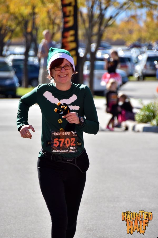 Heading toward the finish line after fast walking and speed walking the half marathon.