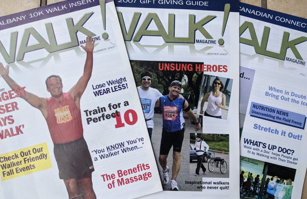 WALK Magazine was published by Cindi Leeman from 2004 to 2009. Cindi is relaunching the WALK Magazine Blog and Podcast. WALK Magazine was the magazine for all walkers.
