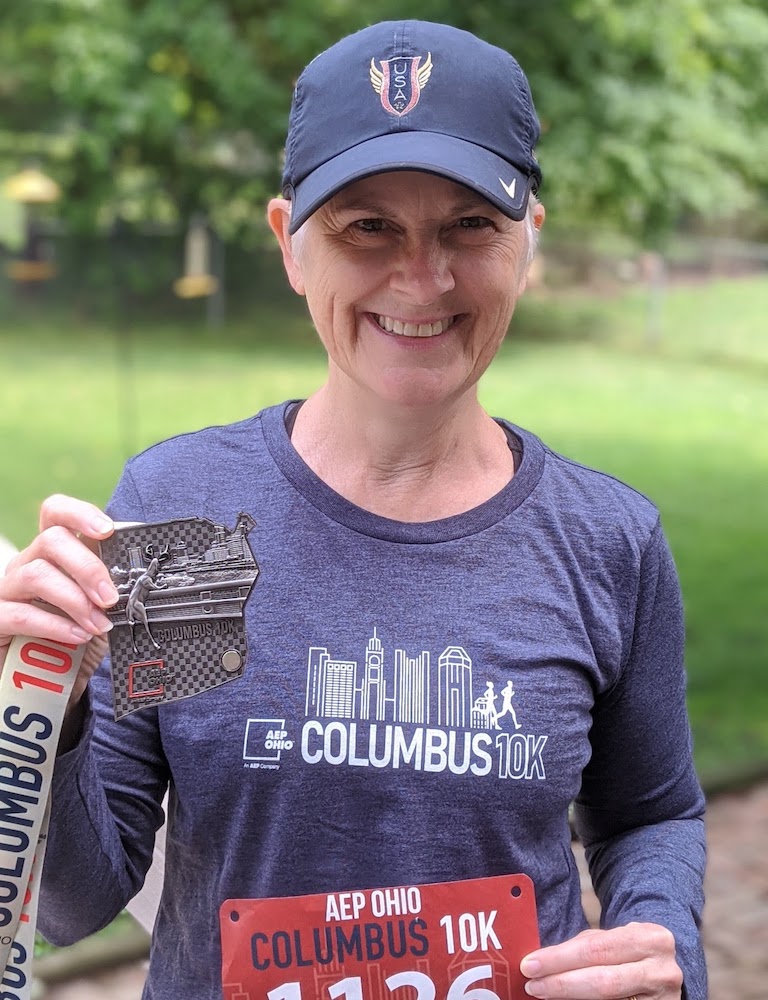 Cindi Leeman of WALK Magazine walked the virtual Columbus 10K race. Walking virtual races is more common during theCOVID-19 pandemic and the canceling of in-person racing.